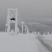 Skiing lifts covered by snow